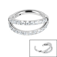 Titanium Double Jewelled Band Hinged Clicker Ring