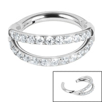 Titanium Double Jewelled Band Hinged Clicker Ring