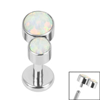Titanium Internally Threaded Labrets 1.2mm - Titanium Bezel Set Duo Synth Opal