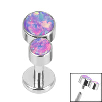Titanium Internally Threaded Labrets 1.2mm - Titanium Bezel Set Duo Synth Opal