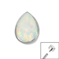 Titanium Bezel Set Synth Opal Pear for Internal Thread shafts in 1.2mm