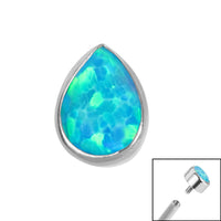 Titanium Bezel Set Synth Opal Pear for Internal Thread shafts in 1.2mm