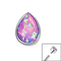 Titanium Bezel Set Synth Opal Pear for Internal Thread shafts in 1.2mm
