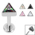Titanium Internally Threaded Labrets 1.2mm - Titanium Jewelled Triangle