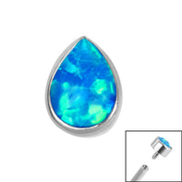Titanium Bezel Set Synth Opal Pear for Internal Thread shafts in 1.2mm