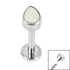 Titanium Internally Threaded Labrets 1.2mm - Titanium Bezel Set Synth Opal Pear