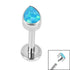 Titanium Internally Threaded Labrets 1.2mm - Titanium Bezel Set Synth Opal Pear