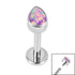Titanium Internally Threaded Labrets 1.2mm - Titanium Bezel Set Synth Opal Pear