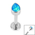 Titanium Internally Threaded Labrets 1.2mm - Titanium Bezel Set Synth Opal Pear