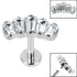 Titanium Internally Threaded Labrets 1.2mm - Titanium Five Jewelled Art Deco Baguette Fan