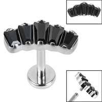 Titanium Internally Threaded Labrets 1.2mm - Titanium Five Jewelled Art Deco Baguette Fan