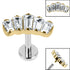 Titanium Internally Threaded Labrets 1.2mm - Titanium Five Jewelled Art Deco Baguette Fan