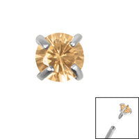Titanium Claw Set Round CZ Jewel for Internal Thread shafts in 1.2mm