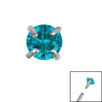 Titanium Claw Set Round CZ Jewel for Internal Thread shafts in 1.2mm