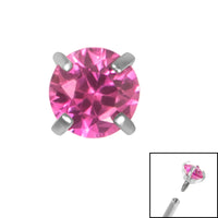Titanium Claw Set Round CZ Jewel for Internal Thread shafts in 1.2mm