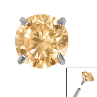 Titanium Claw Set Round CZ Jewel for Internal Thread shafts in 1.2mm