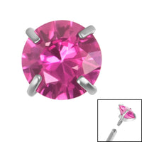Titanium Claw Set Round CZ Jewel for Internal Thread shafts in 1.2mm