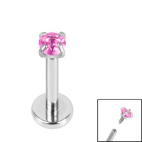 Titanium Internally Threaded Labrets 1.2mm - 2.5mm Titanium Claw Set Round CZ Jewel