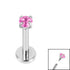 Titanium Internally Threaded Labrets 1.2mm - 2.5mm Titanium Claw Set Round CZ Jewel