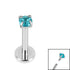Titanium Internally Threaded Labrets 1.2mm - 2.5mm Titanium Claw Set Round CZ Jewel
