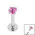 Titanium Internally Threaded Labrets 1.2mm - 3mm Titanium Claw Set Round CZ Jewel
