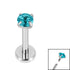 Titanium Internally Threaded Labrets 1.2mm - 3mm Titanium Claw Set Round CZ Jewel