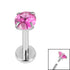 Titanium Internally Threaded Labrets 1.2mm - 4mm Titanium Claw Set Round CZ Jewel