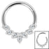 Steel Claw Set Jewelled Laurel Hinged Clicker Ring