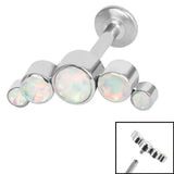 Titanium Internally Threaded Labrets 1.2mm - Infinity Titanium Bezel Set 5 Opal Crescent