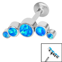 Titanium Internally Threaded Labrets 1.2mm - Infinity Titanium Bezel Set 5 Opal Crescent