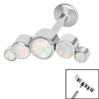 Titanium Internally Threaded Labrets 1.2mm - Infinity Titanium Bezel Set 5 Opal Crescent