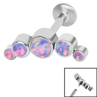 Titanium Internally Threaded Labrets 1.2mm - Infinity Titanium Bezel Set 5 Opal Crescent