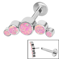 Titanium Threadless Labrets - Titanium (Bend-fit) (Infinity) Bezel Set 5 Opal Crescent