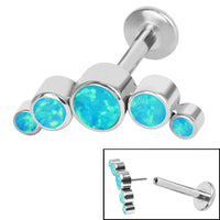 Titanium Threadless Labrets - Titanium (Bend-fit) (Infinity) Bezel Set 5 Opal Crescent
