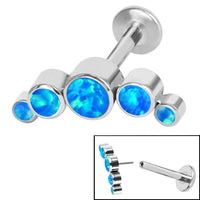 Titanium Threadless Labrets - Titanium (Bend-fit) (Infinity) Bezel Set 5 Opal Crescent