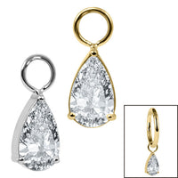 Titanium Charm - Claw Set Jewelled Pear Drop