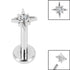 Titanium Internally Threaded Labrets 1.2mm - Steel Jewelled 8 Point Star