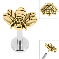 Titanium Internally Threaded Labrets 1.2mm - Steel Honey Bee