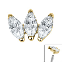 Titanium Claw Set 3 CZ Jewel Marquise Fan for Internal Thread shafts in 1.2mm