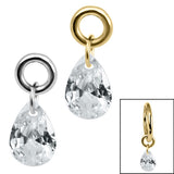 Titanium Charm - Floating Teardrop Gem