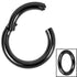Black Steel Large Gauge Hinged Clicker Ring