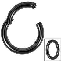 Black Steel Large Gauge Hinged Clicker Ring
