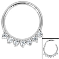 Steel Claw Set 7 Jewel Hinged Clicker Ring