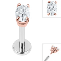 Titanium Internally Threaded Labrets 1.2mm - Steel Claw Set Jewelled Oval