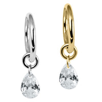Titanium Hinged Segment Ring with Titanium Floating Teardrop Gem Charm