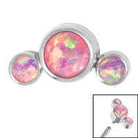 Titanium (Infinity) Bezel Set 3 Opal Crescent for Internal Thread shafts in 1.2mm