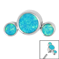 Titanium (Infinity) Bezel Set 3 Opal Crescent for Internal Thread shafts in 1.2mm