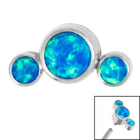 Titanium (Infinity) Bezel Set 3 Opal Crescent for Internal Thread shafts in 1.2mm