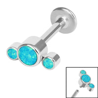 Titanium Internally Threaded Labrets 1.2mm - Infinity Titanium 3 Bezel Set Opal Crescent