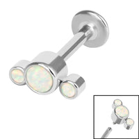 Titanium Internally Threaded Labrets 1.2mm - Infinity Titanium 3 Bezel Set Opal Crescent